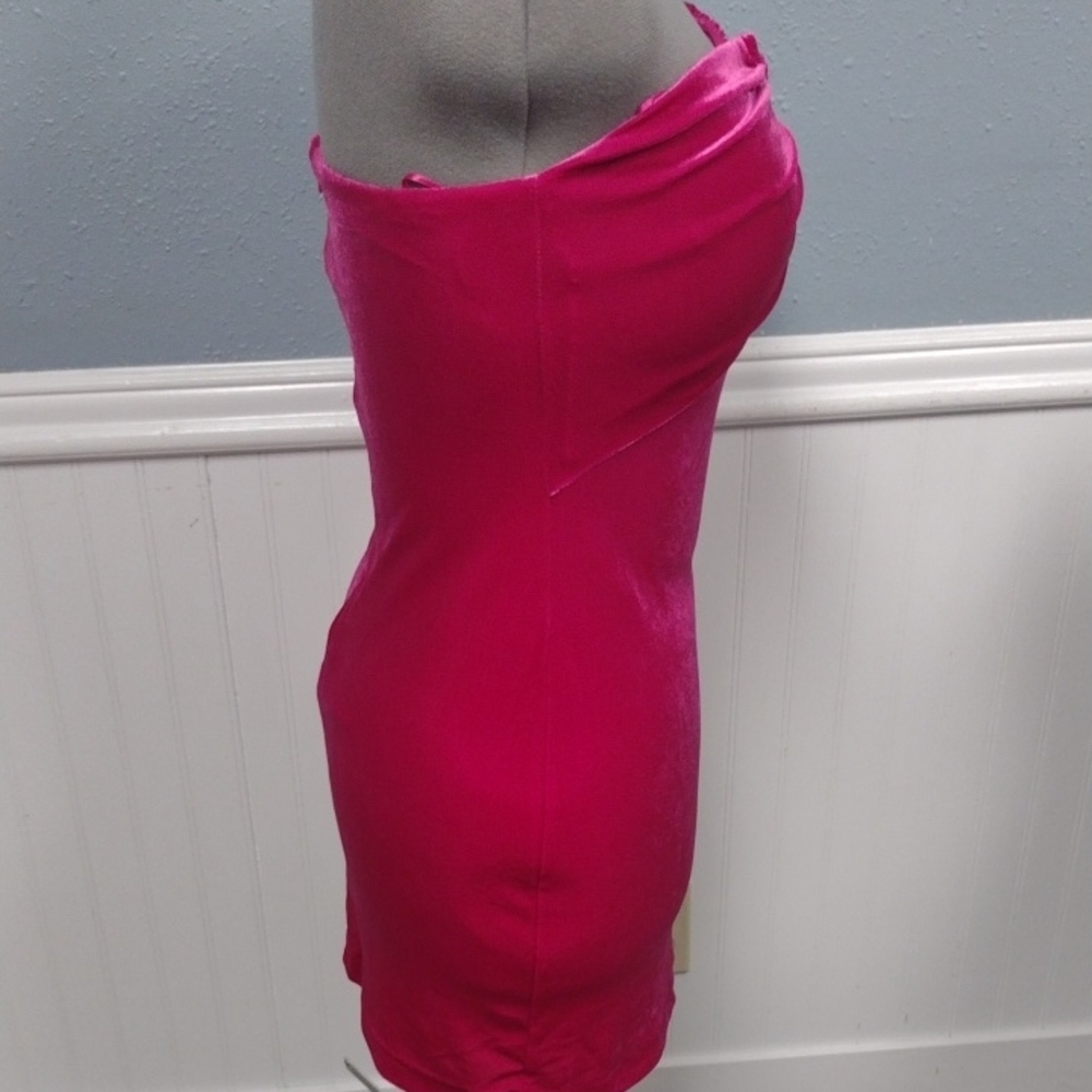 New SO Velvet Vibrant Strapless Mini Dress in Fuchsia Wedding Guest, Formal - Picture 5 of 16